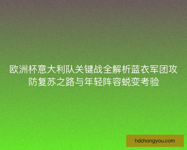 欧洲杯意大利队关键战全解析蓝衣军团攻防复苏之路与年轻阵容蜕变考验